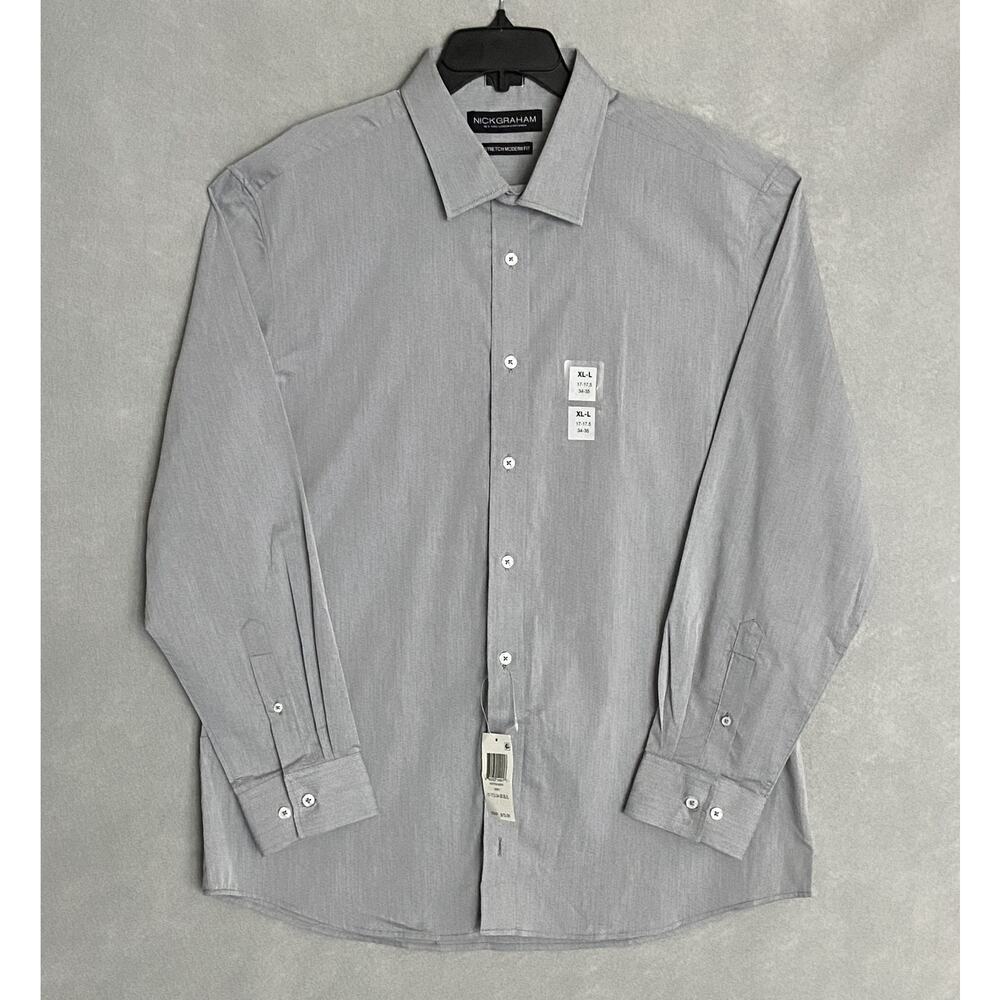 Nick Graham Men's 15.5 32/33 Modern Fit Dress Shirt Grey NEW - Picture 2 of 11